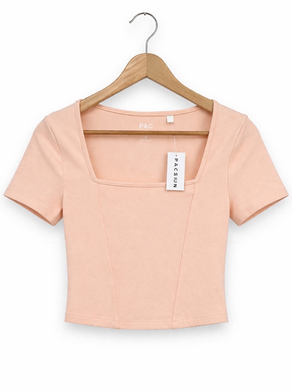 PacSun Peach Square Neck Short Sleeve Crop Top (194)